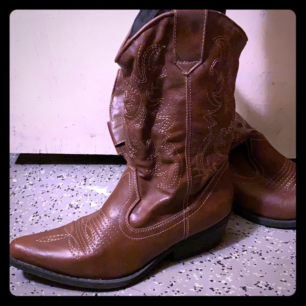 Brown cowboy boots